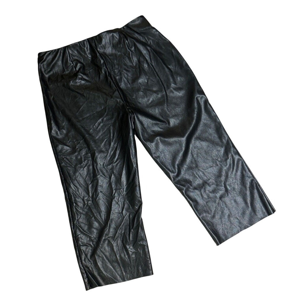 Peter Som Collective Faux Leather‎ Pants Women's 14 Black Cropped Straight EUC